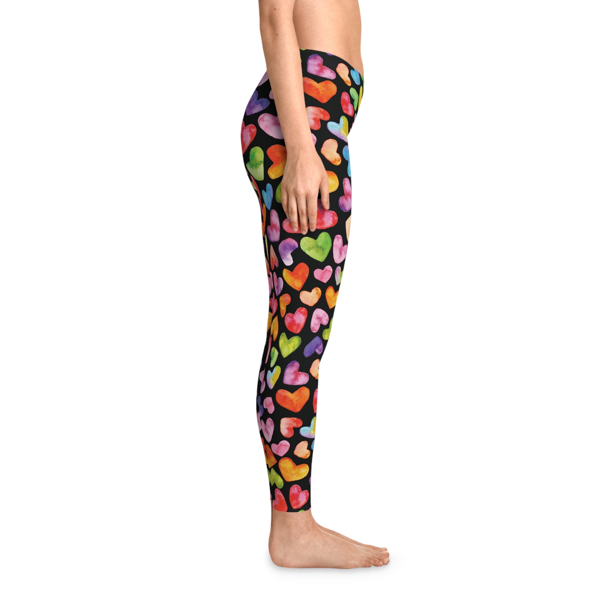 Women's Stretchy Leggings - Watercolor Hearts