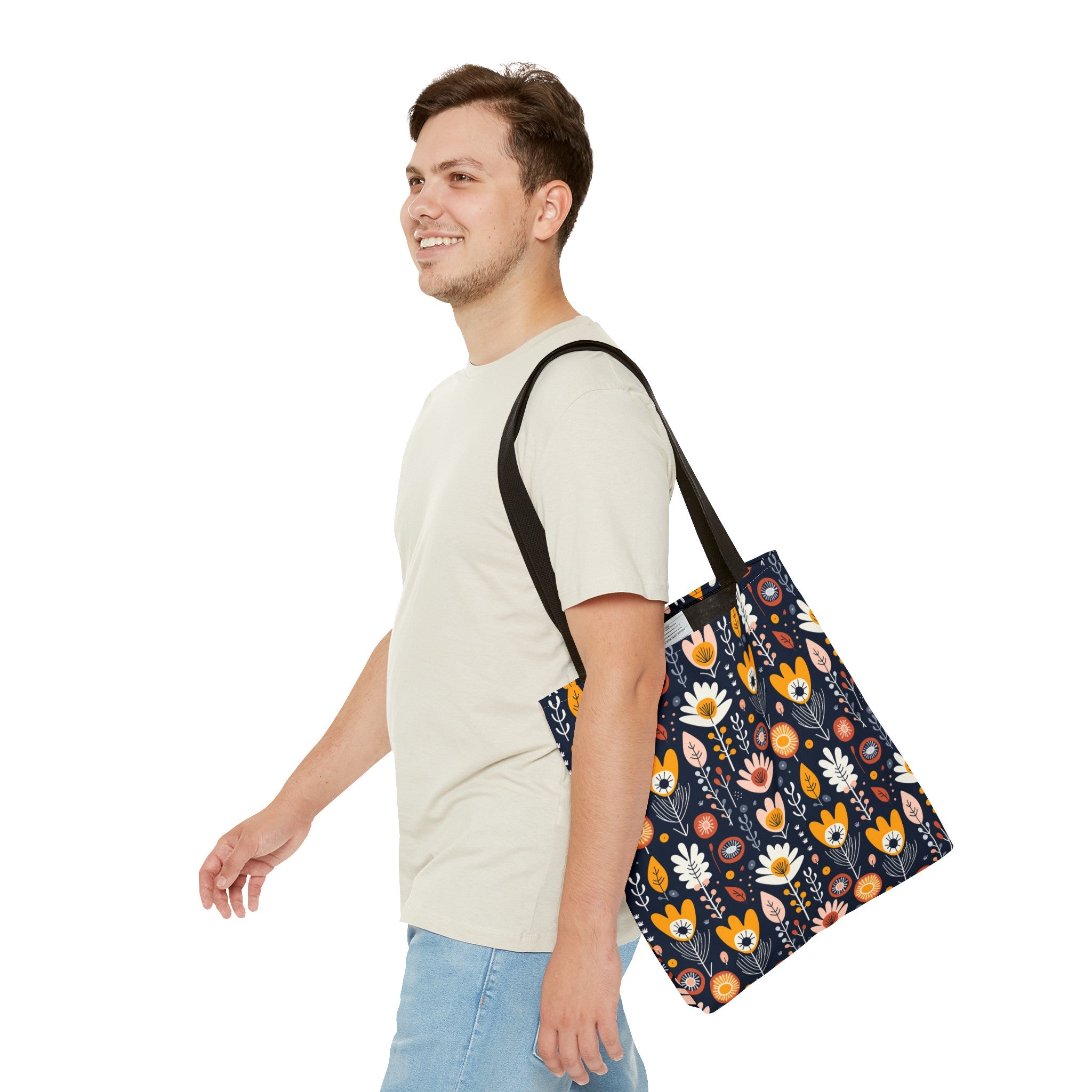 Reusable Tote Bag - Bright Flowers (Dark)