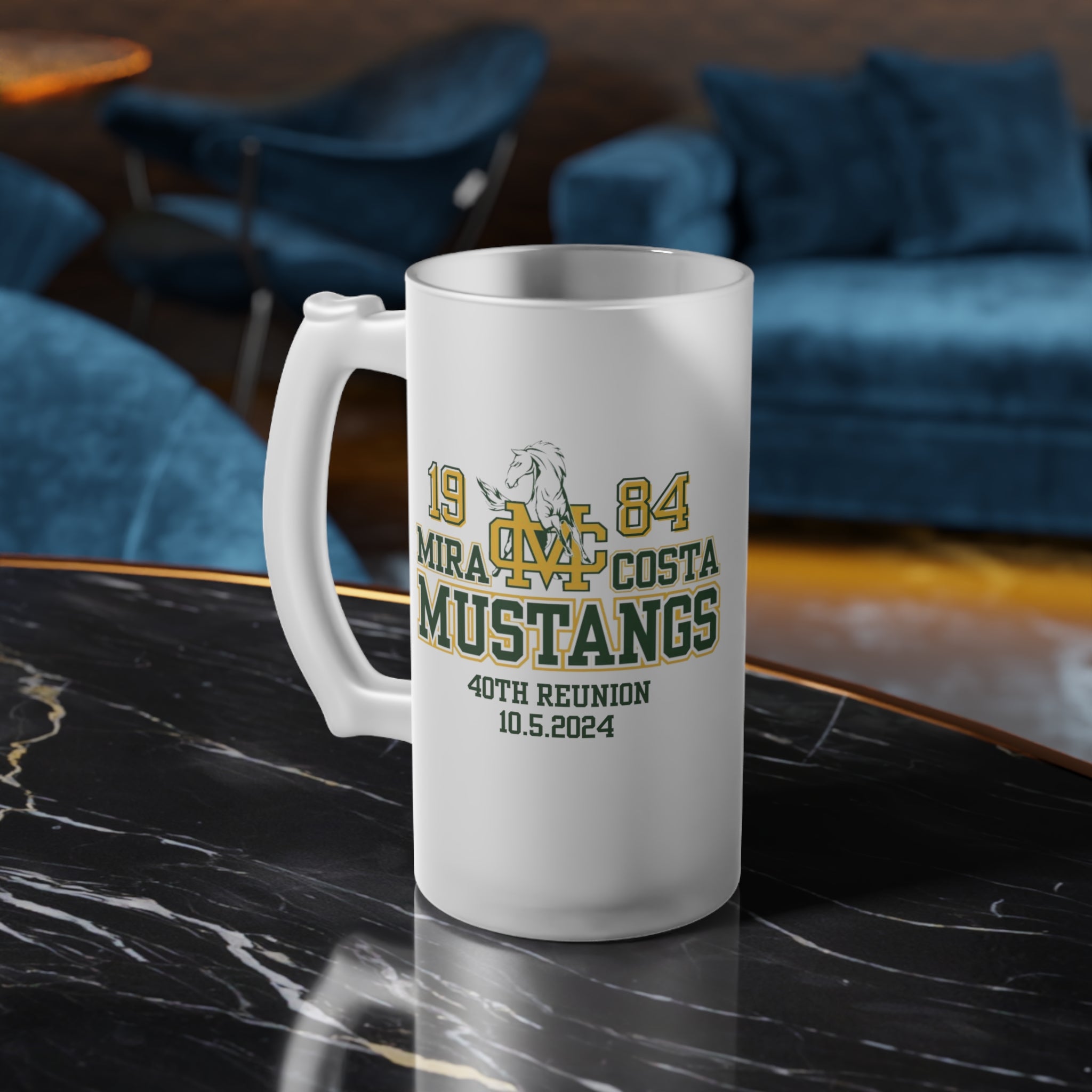 MCHS - Mira Costa Mustangs 1984 Frosted Glass Beer Mug - MC8414