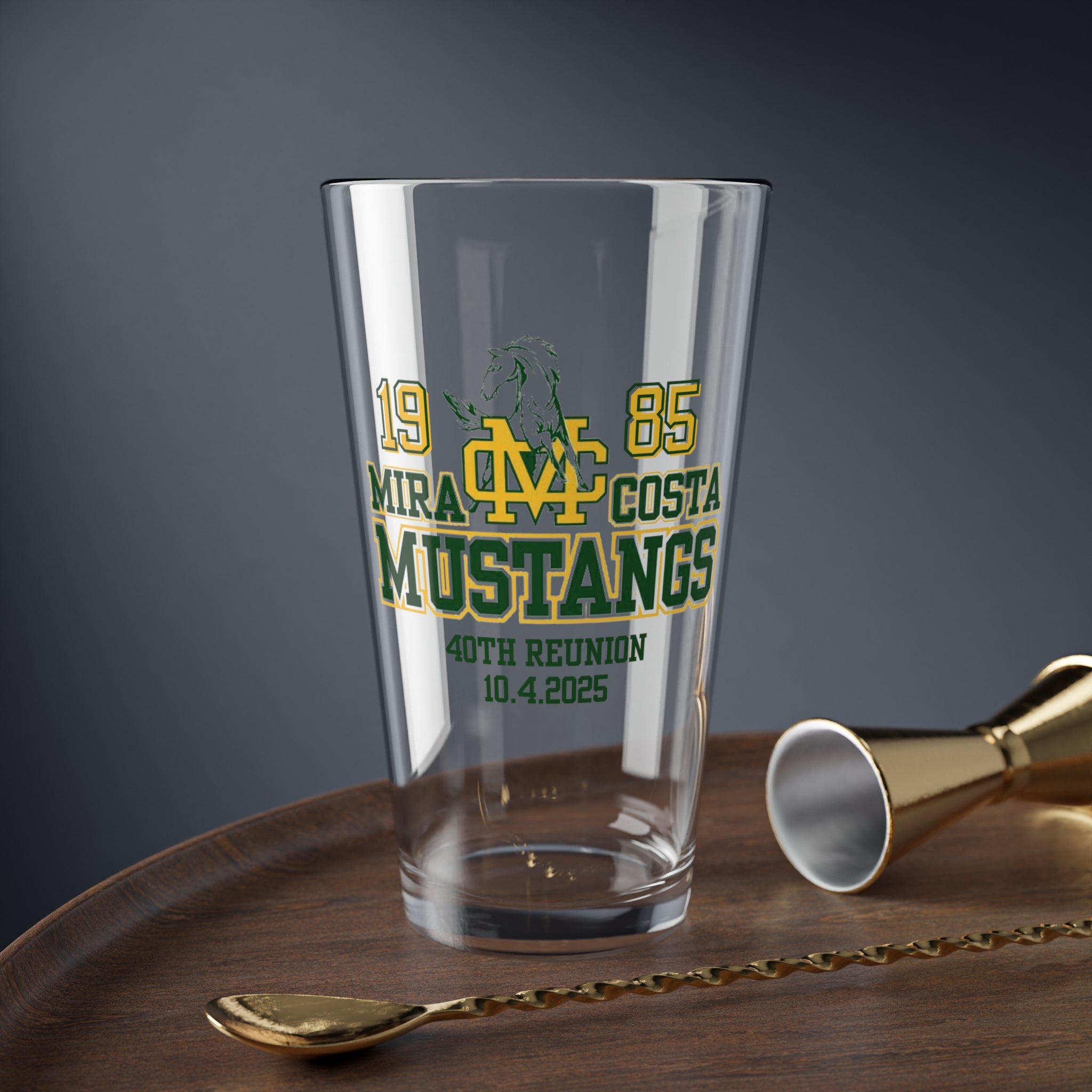 MCHS85 - Mira Costa Mustangs 1985  Pint Glass