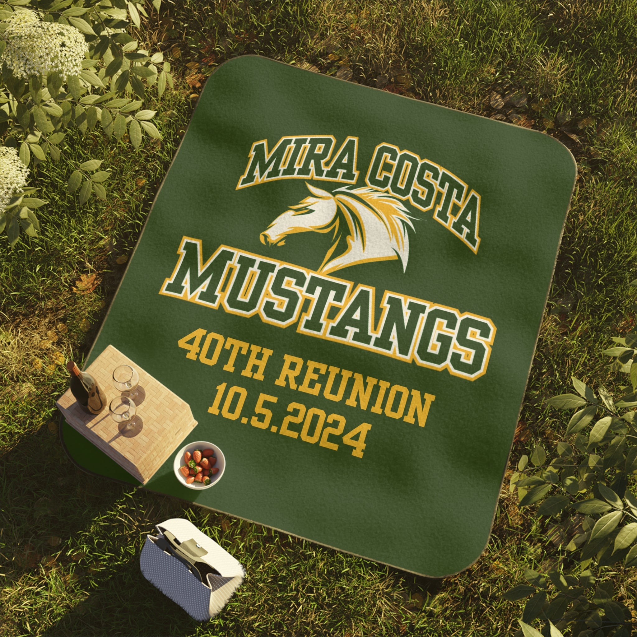 MCHS - Mira Costa Mustangs 40th Reunion Picnic Blanket - MC8439