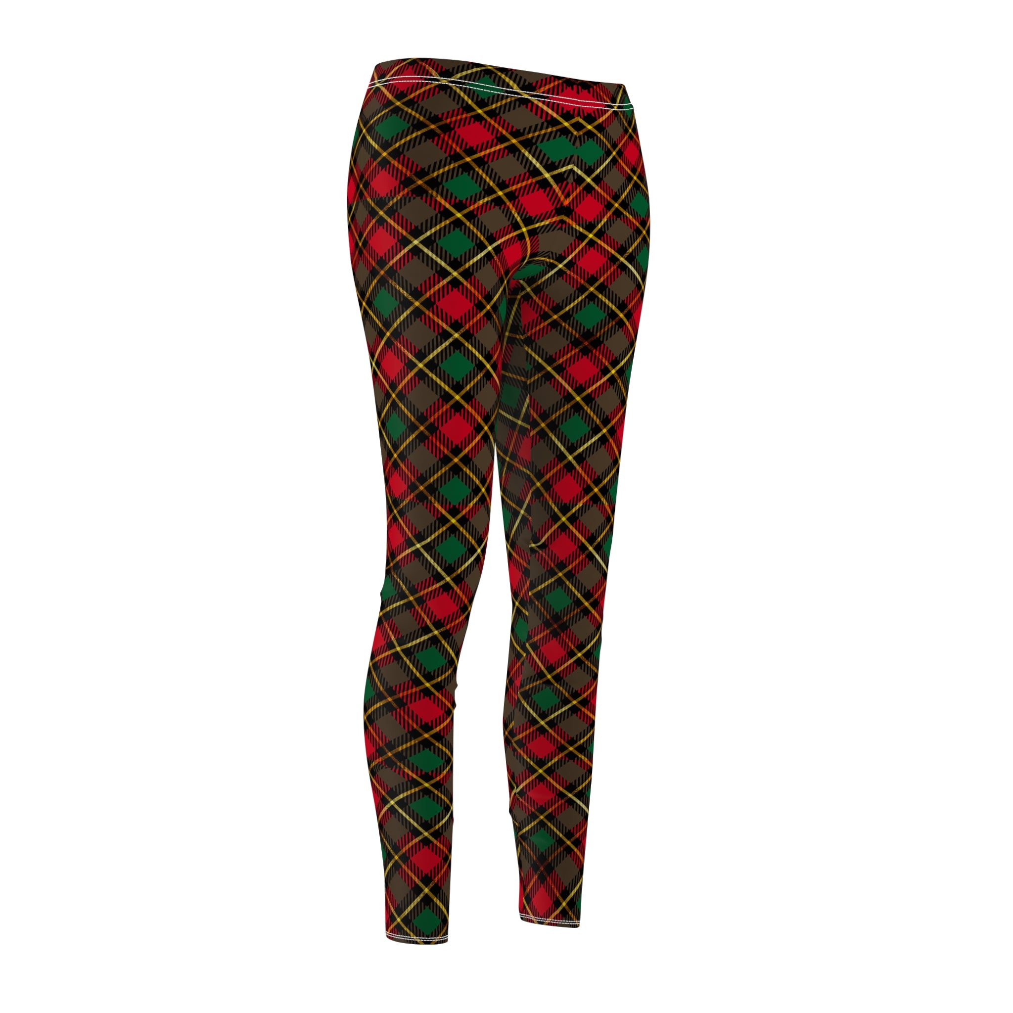 Festive Holiday Leggings - Red, Green and Gold Plaid