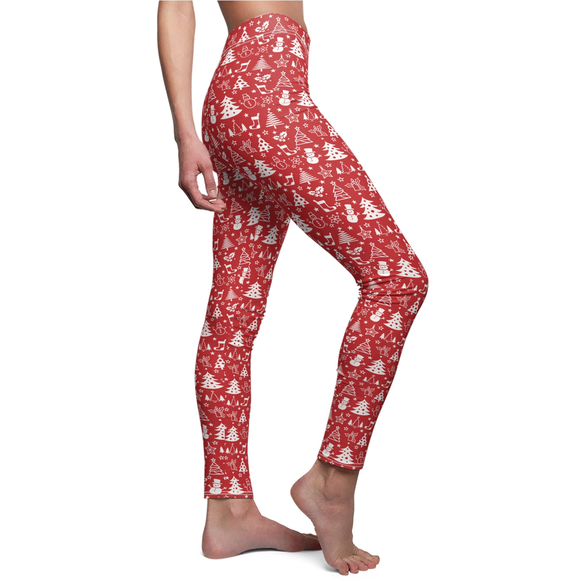 Festive Holiday Leggings - Red and White Christmas Designs