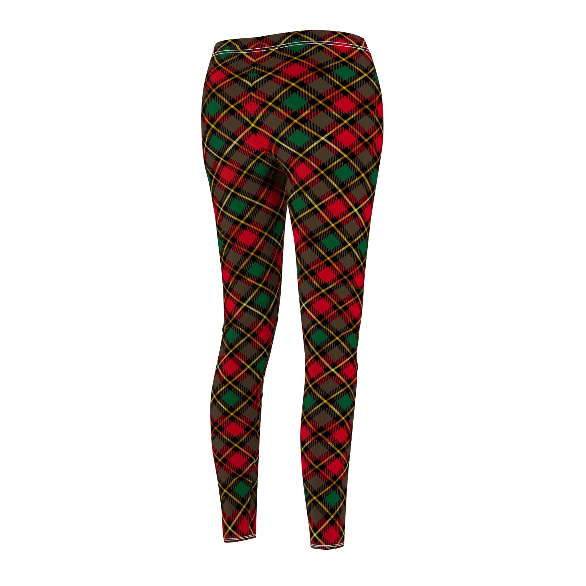 Festive Holiday Leggings - Red, Green and Gold Plaid