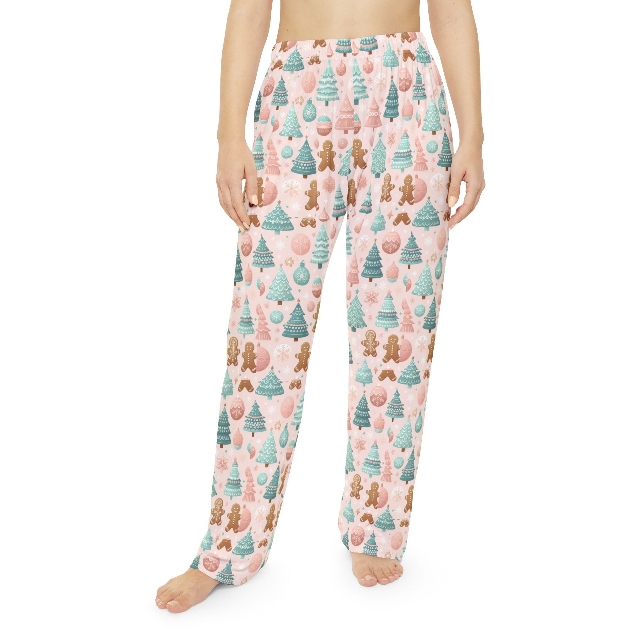 Women's Cozy Holiday Lounge Pants - Pink Christmas