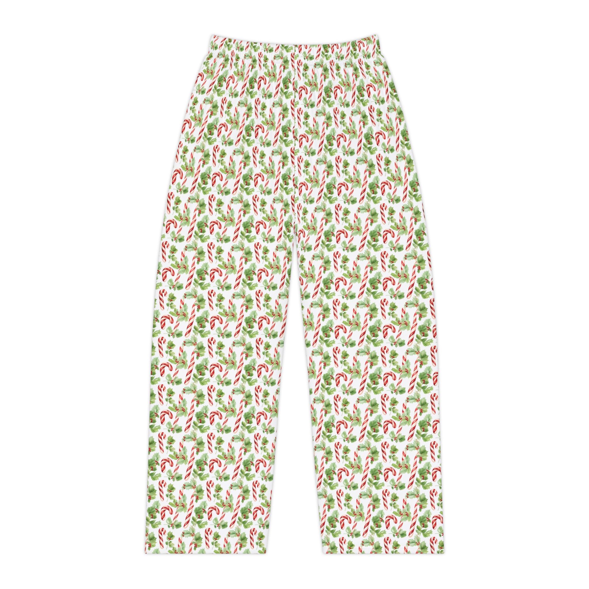 Women's Cozy Holiday Lounge Pants - Vintage Candy Canes