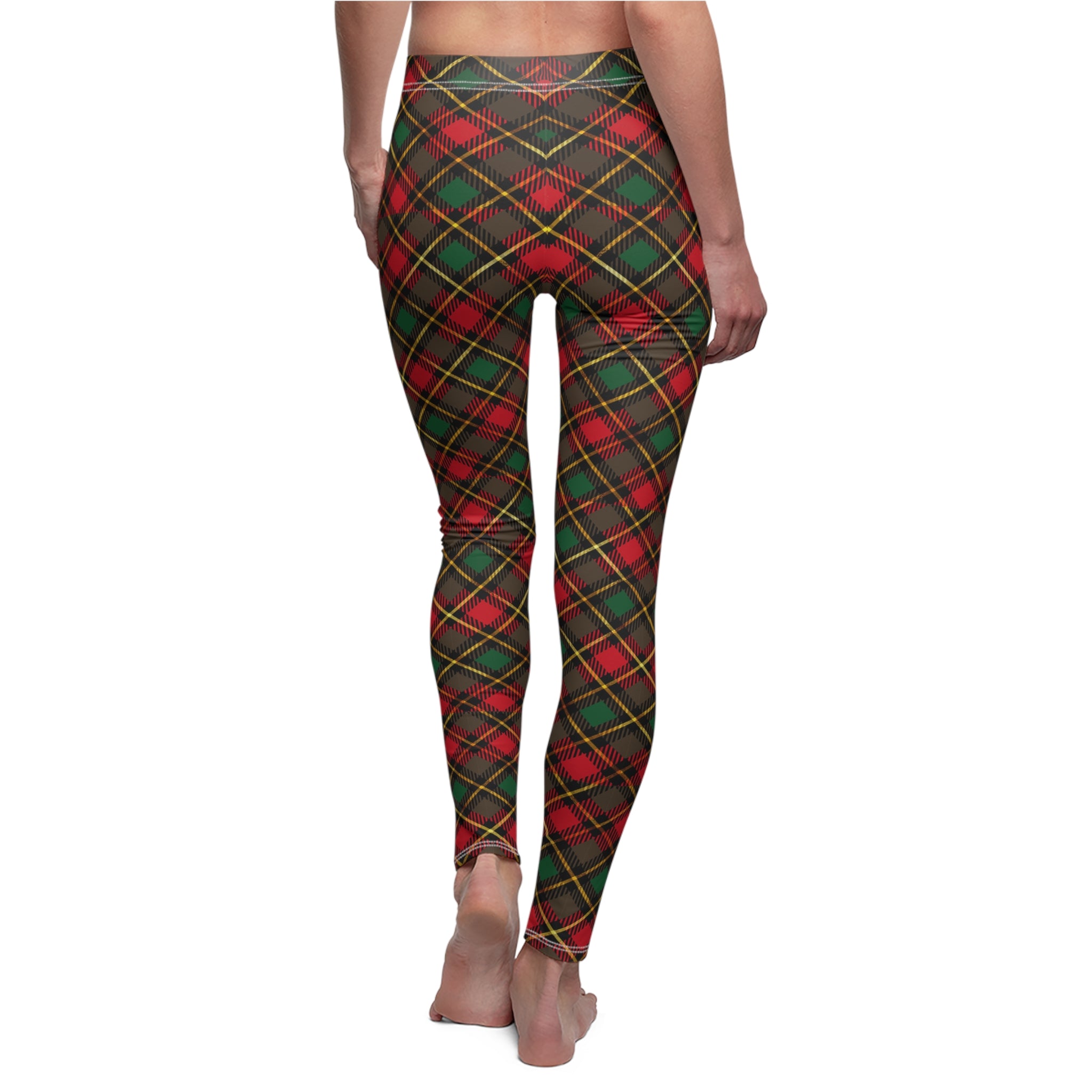 Festive Holiday Leggings - Red, Green and Gold Plaid