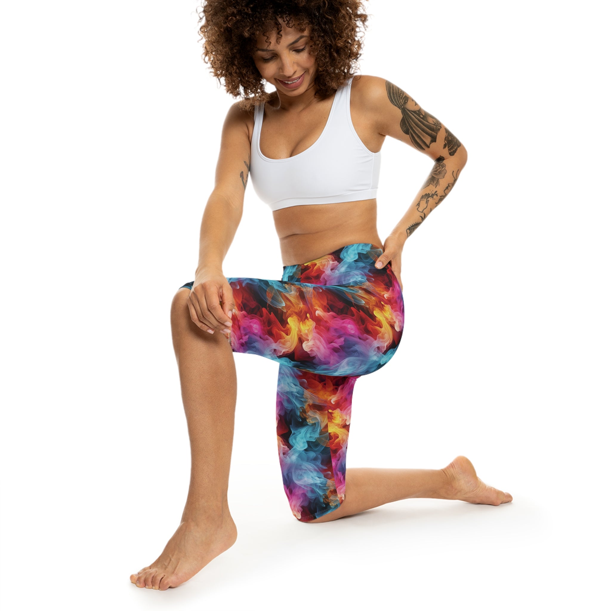 Women's Capri Leggings - Colorful Smoke