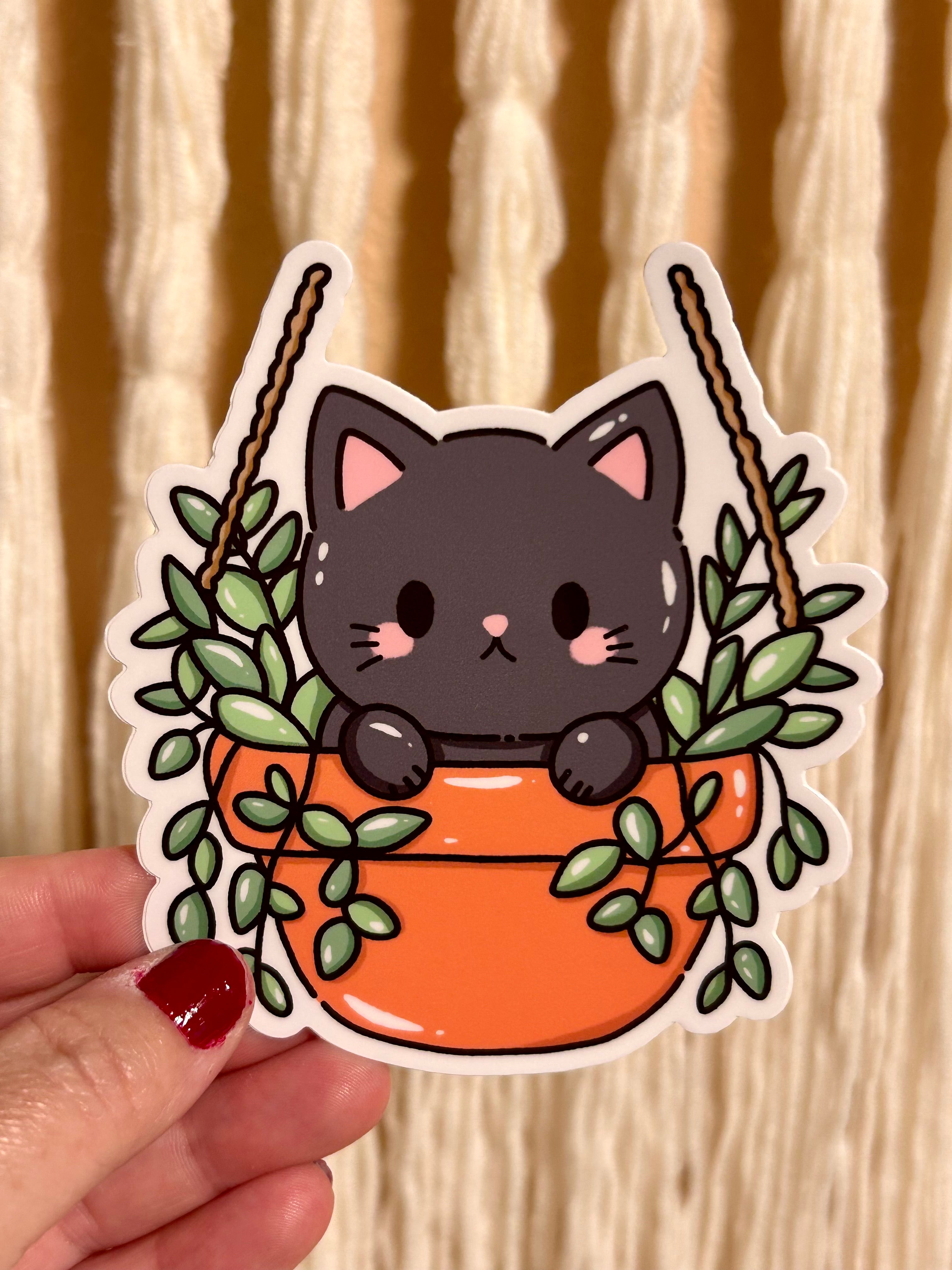 Vinyl Sticker - Playful Plant Cat