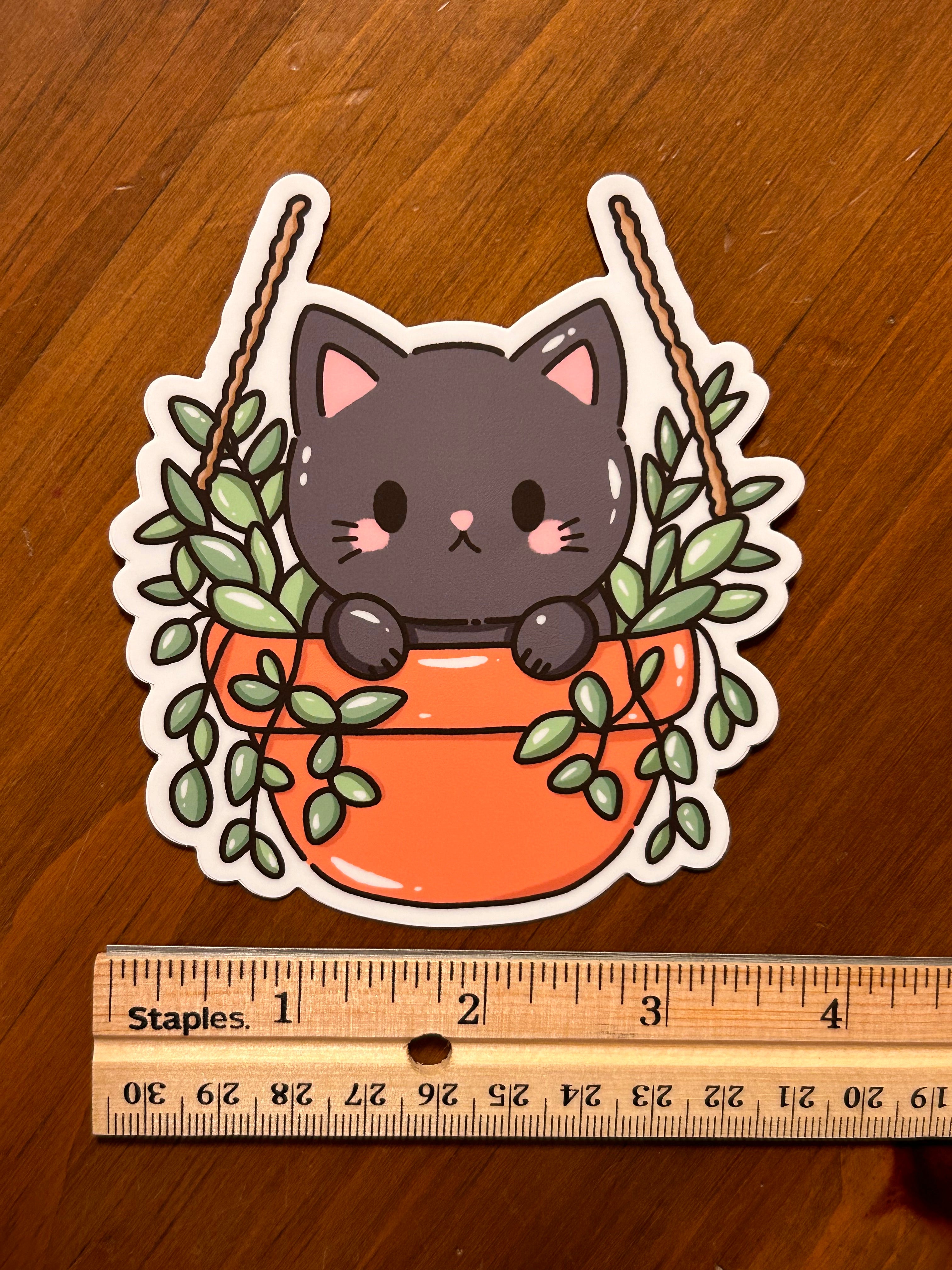 Vinyl Sticker - Playful Plant Cat