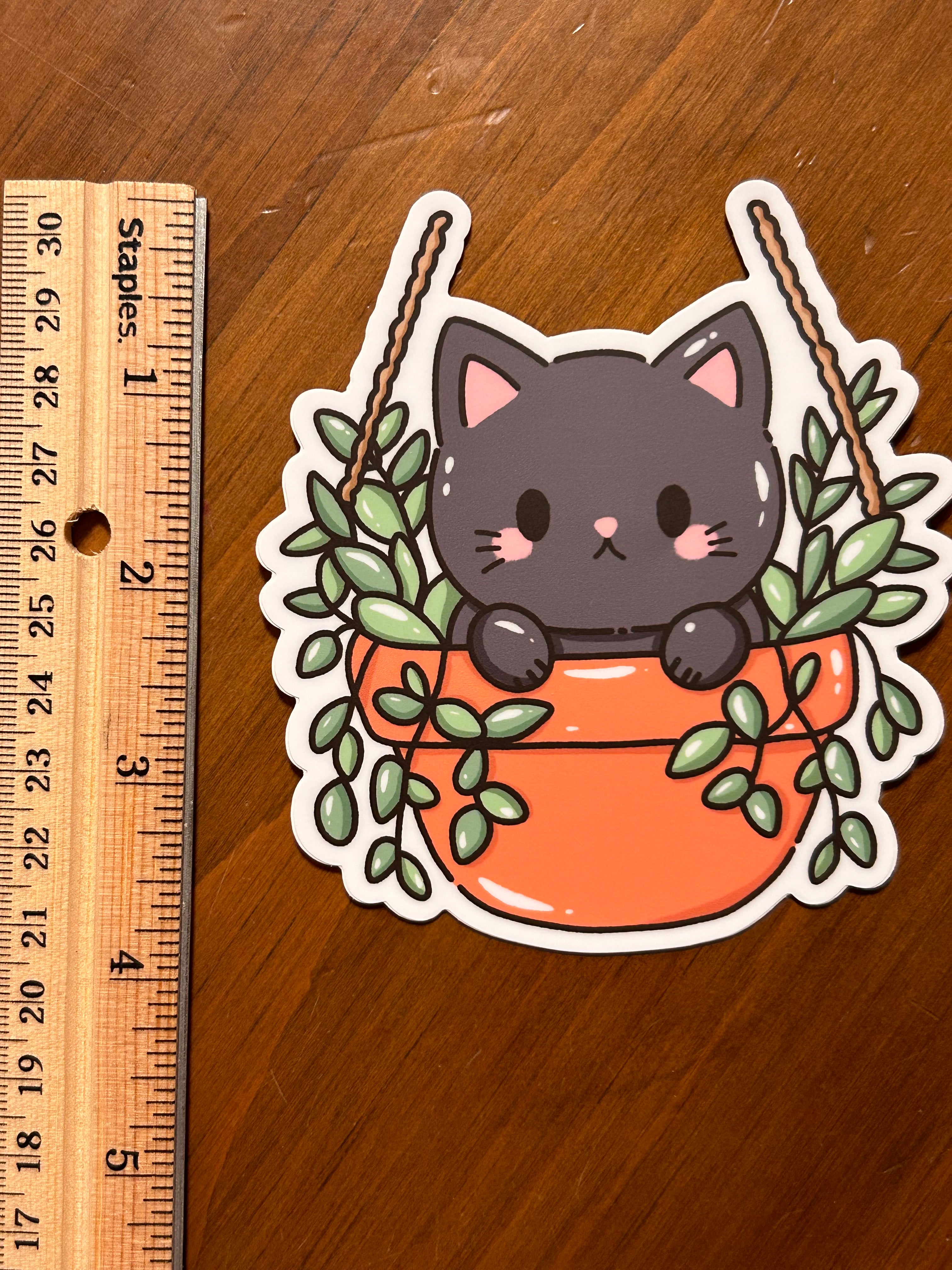 Vinyl Sticker - Playful Plant Cat