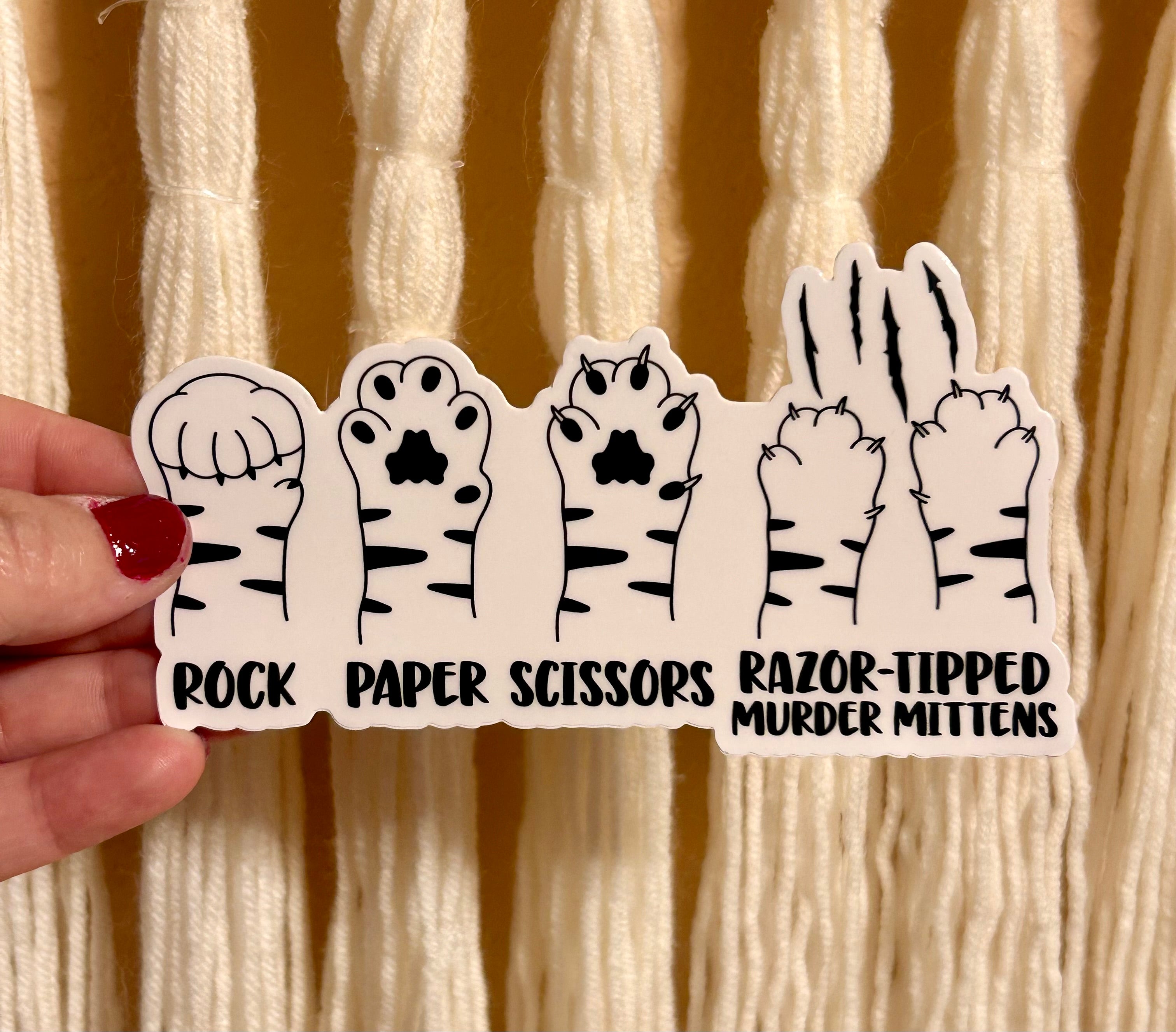 Vinyl Sticker - Rock, Paper, Scissors, Cat Paw