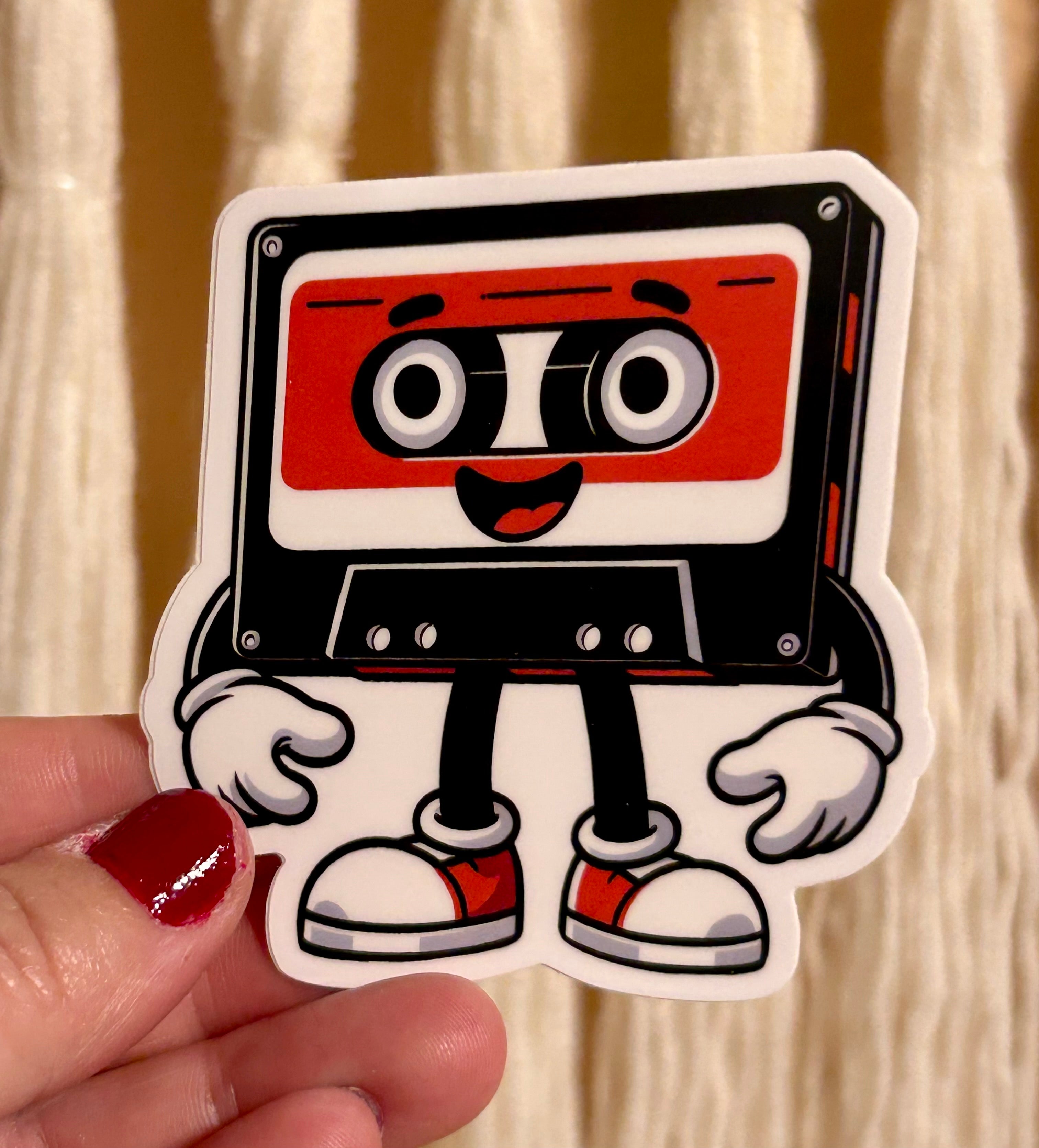 Vinyl Sticker - Happy Cassette Tape Character