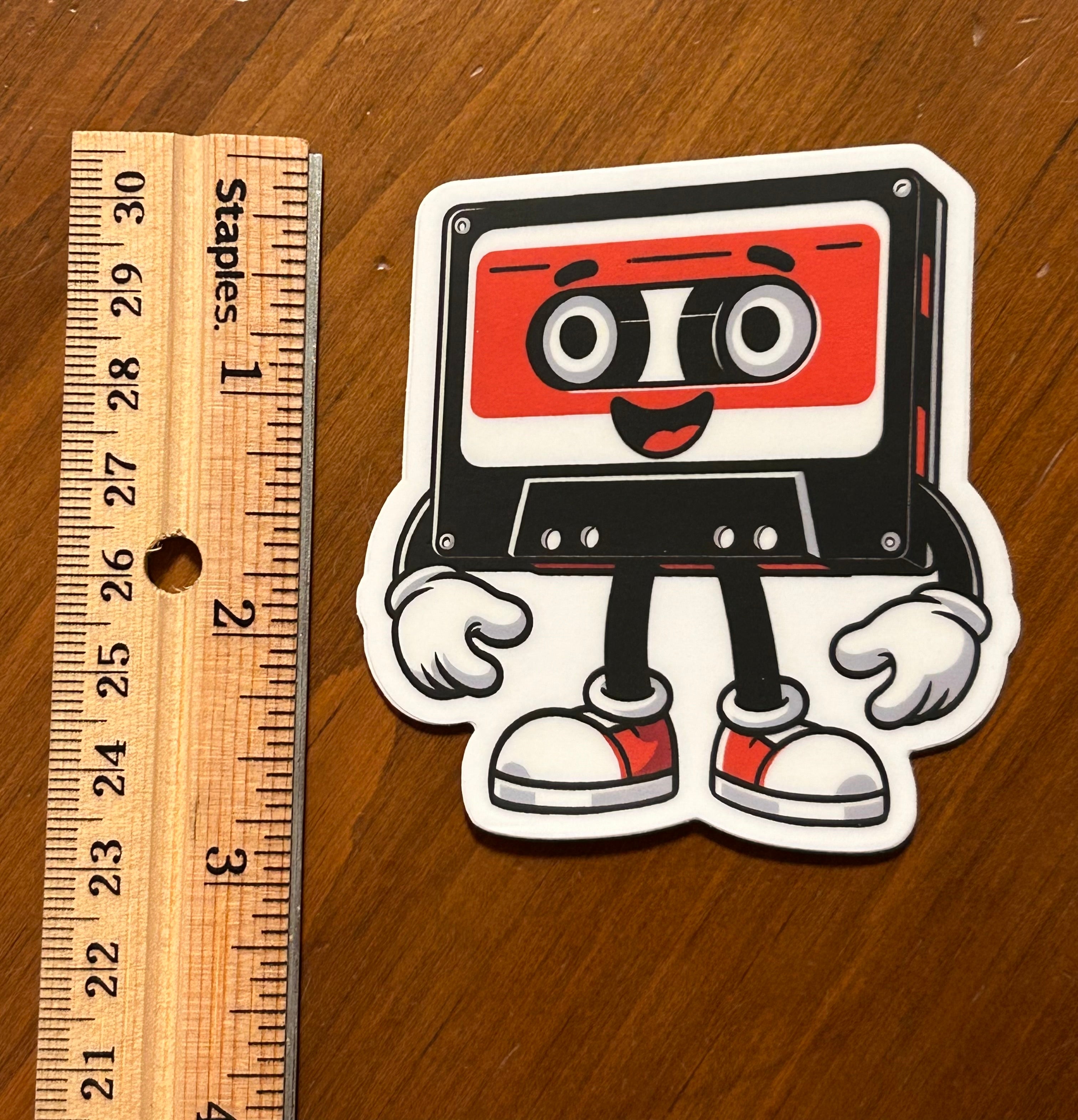 Vinyl Sticker - Happy Cassette Tape Character