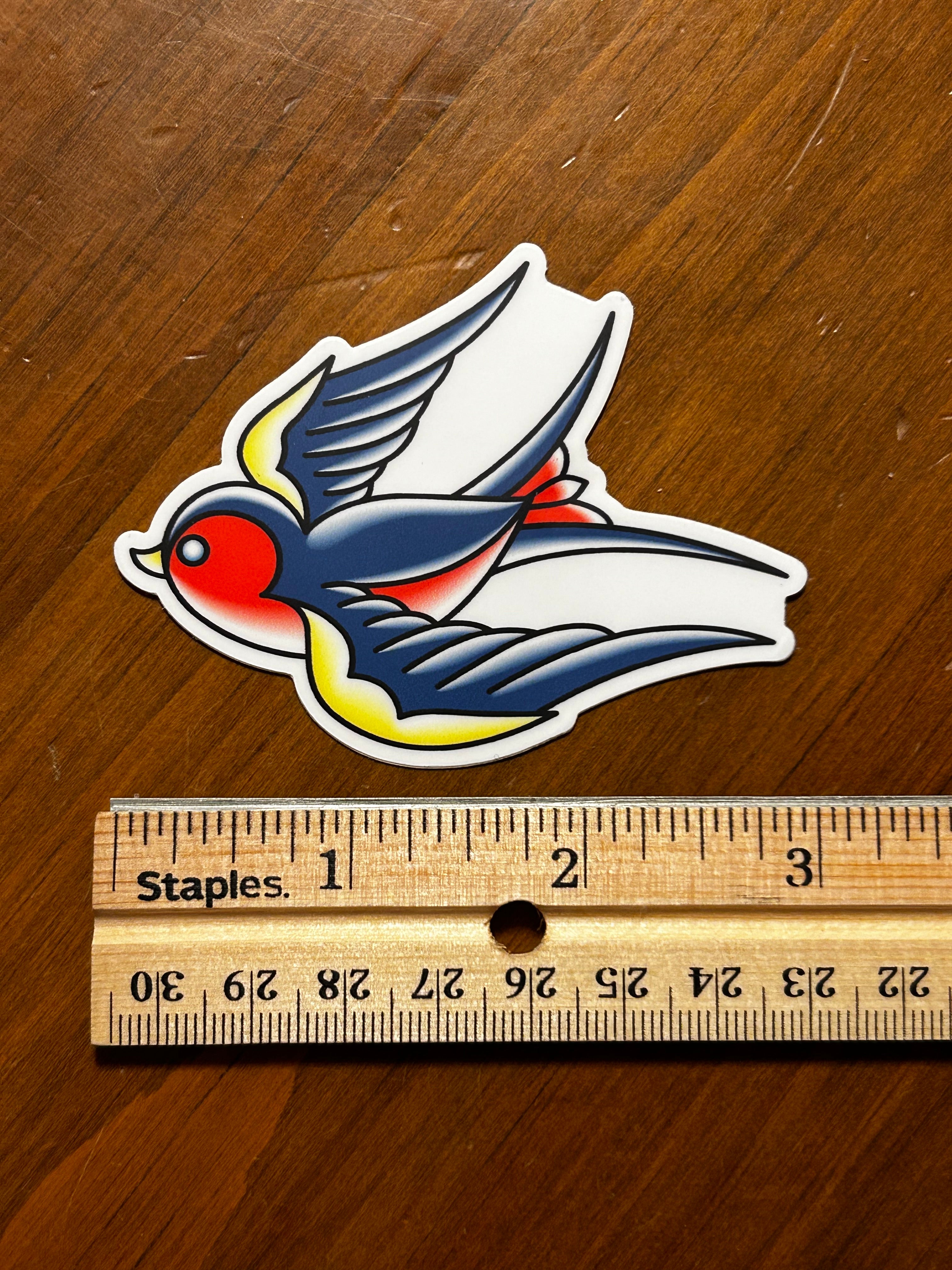 Swallow in Flight, Tattoo Art Style Vinyl Sticker