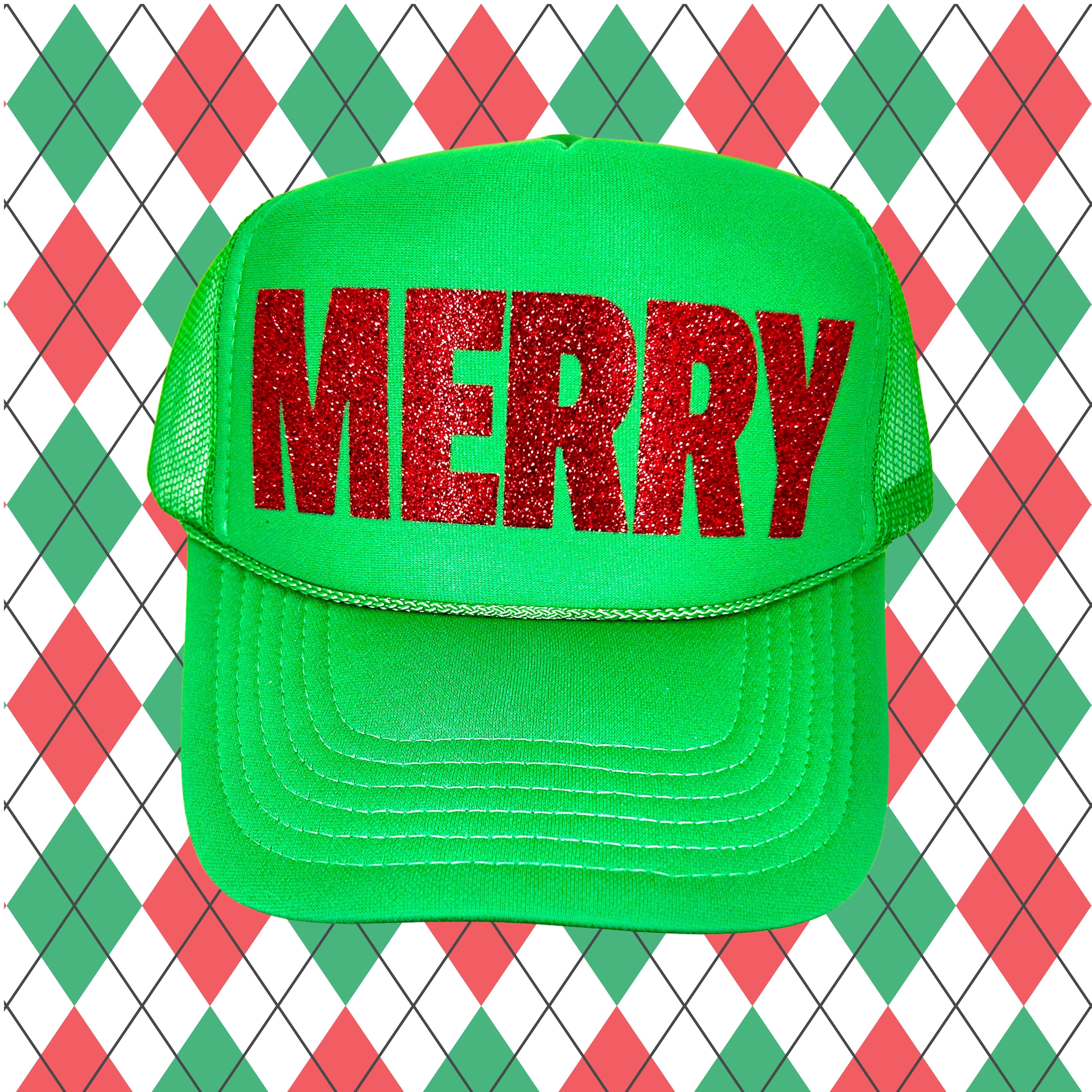 **Holiday Christmas Trucker Hats – Black and White Hat, Festive Styles for All Your Celebrations!**