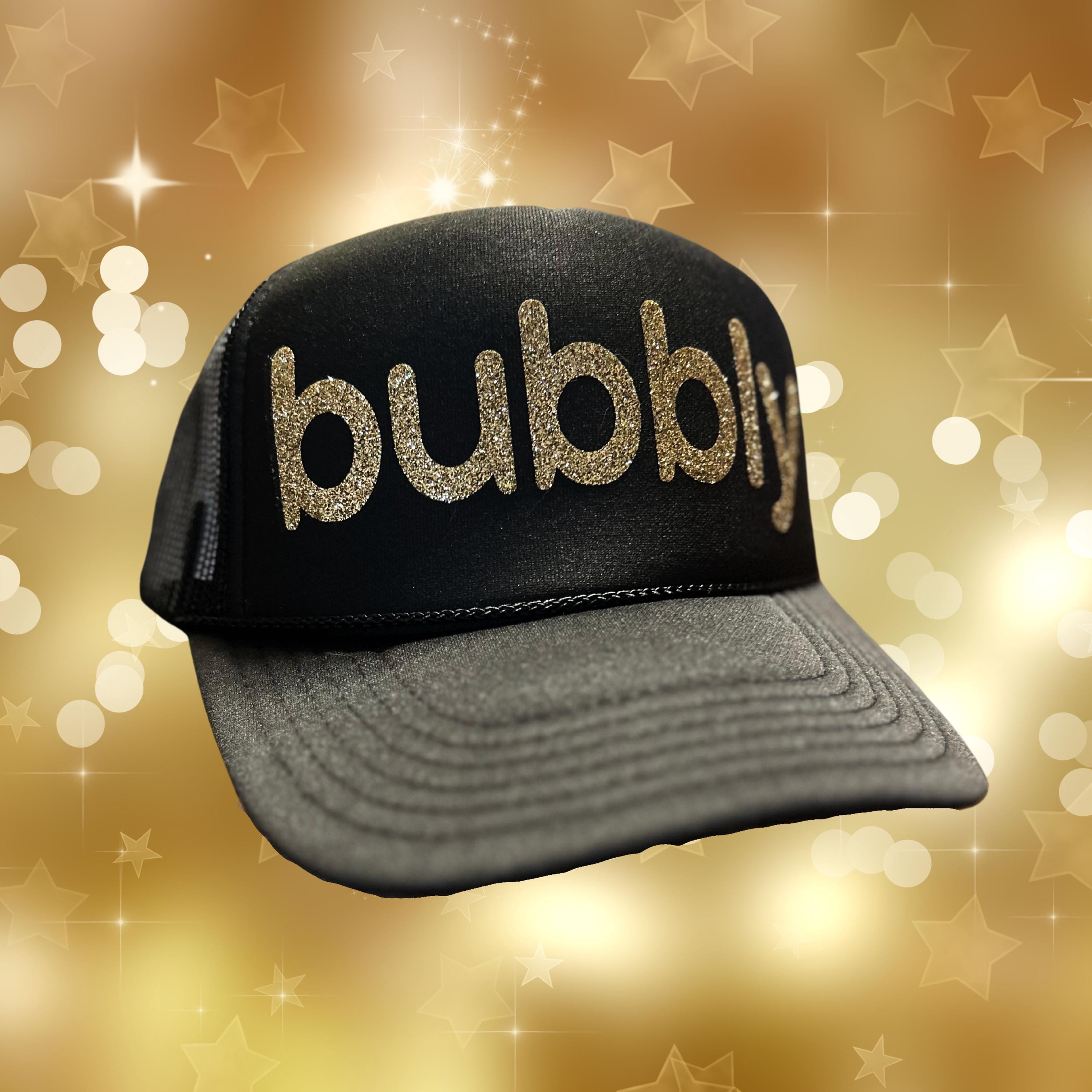 Celebration - "bubbly" Glittery Gold Adjustable Foam Trucker Hat