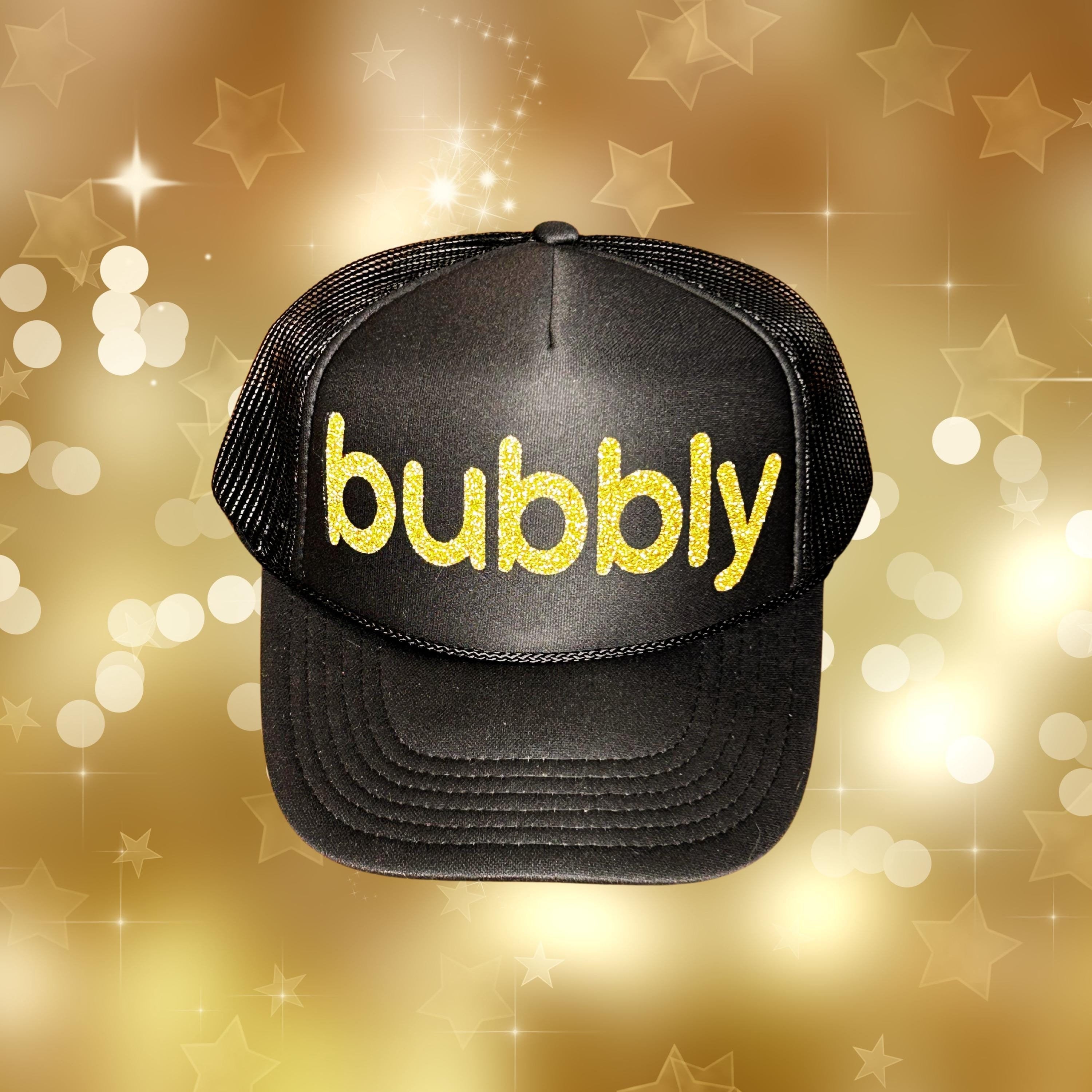 Celebration - "bubbly" Glittery Gold Adjustable Foam Trucker Hat